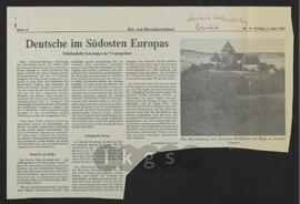 Werke Zillichs als Verfasser: Aufsätze und sonstige Arbeiten - Deutsche im Südosten Europas. Schicksalhafte Leistungen der Vergangenheit