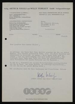 
Korrespondenz mit dem Arthur Niggli Verlag
der Willy Verkauf GmbH
