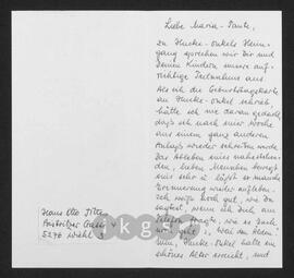 Kryptonachlass Maria Zillich: Familienbriefe - Tittes, Hans Otto