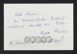 Kryptonachlass Maria Zillich: Korrespondenz - Schiel, Helga