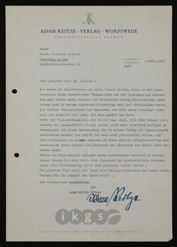 Korrespondenz mit Reitze, Adam (Adam Reitze Verlag)