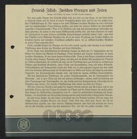 Materialsammlung: Rezensionen von Dritten zu Heinrich Zillichs „Zwischen Grenzen und Zeiten“