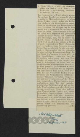 Materialsammlung: Rezensionen zu Werken Dritter von Dritten - Hieronymus Lann (Hrsg.): So photographiert die Welt