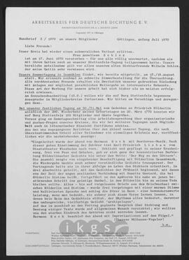 Materialsammlung: Thematische Sammlung zu Körperschaften und Organisationen -Arbeitskreis für deutsche Dichtung e. V.