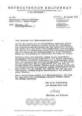Korrespondenz mit Goppel, Alfons
