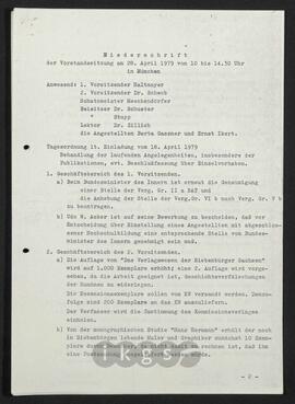 Kryptonachlass SOKW: Organisation - Vorstandssitzungen - 1979