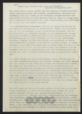 Materialsammlung: Thematische Sammlung - Abschriften aus Werken Dritter: Thomas Mann: Betrachtungen eines Unpolitischen