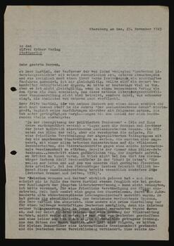 Korrespondenz mit dem Alfred Kröner Verlag