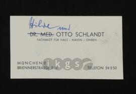 Korrespondenz mit Schlandt, Otto und Schlandt, Hilde