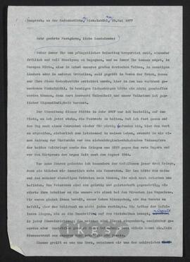 Werke Zillichs als Verfasser: Vorträge und Reden - Ansprache an der Gedenkstätte in Dinkelsbühl am 29. Mai 1977