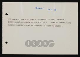 Korrespondenz mit dem Bund der Vertriebenen