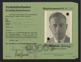 Lebensdokumente: Ausweise, Mitgliedsausweise, Pässe etc. - Reichskulturkammer – Reichsschrifttumskammer