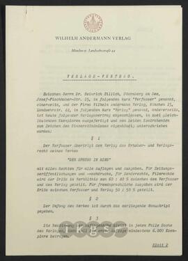Lebensdokumente: Verträge - Verlagsverträge: Wilhelm Andermann Verlag