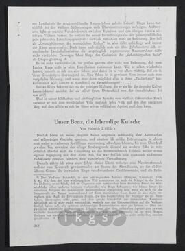 Werke Zillichs als Verfasser: Kurzprosa - Unser Benz, die lebendige Kutsche