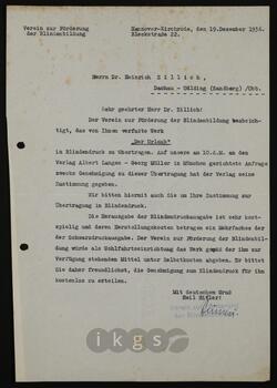 Korrespondenz mit dem Verein zur Förderung der Blindenbildung