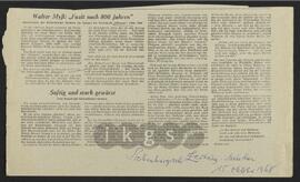 Materialsammlung: Rezensionen zu Werken Dritter von Dritten - Walter Myss: Fazit nach achthundert Jahren. Geistesleben der Siebenbürger Sachsen im Spiegel der Zeitschrift „Klingsor“ (1924-1939). Studien zur Kultur- und Geistesgeschichte der ältesten inseldeutschen Volksgruppe