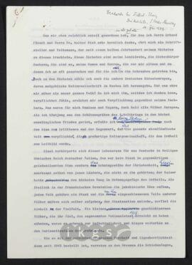 Werke Zillichs als Verfasser: Vorträge und Reden - Dankesrede bei Zillich-Ehrung in Dinkelsbühl beim siebenbürgisch-sächsischem Heimattag am 10. Juni 1973