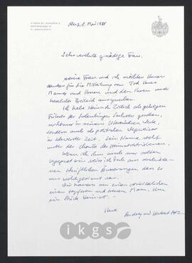 Kryptonachlass Maria Zillich: Korrespondenz - Arz von Straussenburg, Herbert