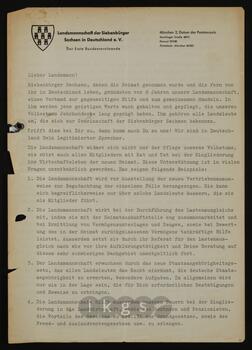 
Korrespondenz mit der Landsmannschaft der Siebenbürger Sachsen (Schönauer, N.N.
Schuster, N.N.)
