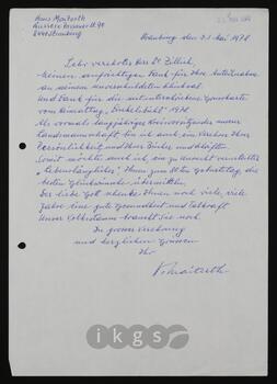 Korrespondenz mit Maiterth, Hans