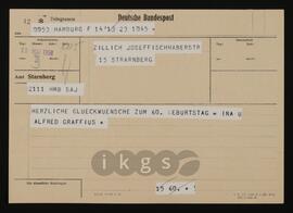 
Korrespondenz mit Graffius, Alfred
Graffius, Ina
