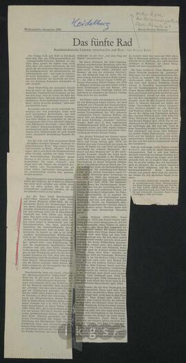 Werke Dritter: Roth, Dieter: Das fünfte Rad. Rumäniendeutsche Literatur zwischen Ost und West, in: Rhein-Neckar-Zeitung, Weihnachtsausgabe 1981