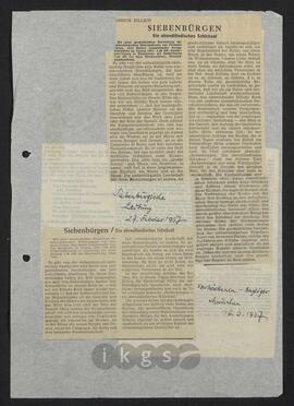 Materialsammlung: Rezensionen von Dritten zu Heinrich Zillichs „Siebenbürgen. Ein abendländisches Schicksal“