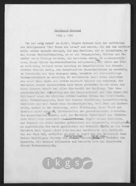 Werke Zillichs als Verfasser: Biografien - Raimund, Ferdinand