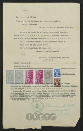 Lebensdokumente: Preise - Medaille Bene Merenti, Klasse I (Rumänien)