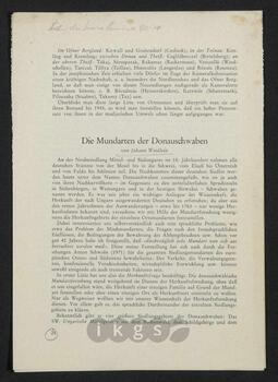 Werke Dritter: Weidlein, Johann: Die Mundarten der Donauschwaben, in: Suevia Pannonica 1973/1974