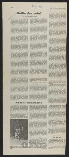 Materialsammlung: Rezensionen zu Werken Dritter von Dritten - Hans Wolfram Hockl: Offene Karten. Dokumente zur Geschichte der Deutschen in Rumänien 1930-1980
