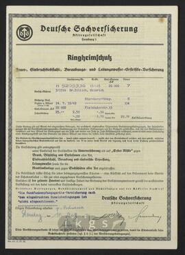 Lebensdokumente: Versicherungen der Familie Zillich - Hausratversicherung