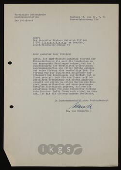 Korrespondenz mit Bismark, H. v. (Vereinigte Ostdeutsche Landsmannschaften)