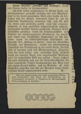 Materialsammlung: Thematische Sammlung zu Zeitungen und Zeitschriften - Nicht zuordbare Zeitungsausschnitte