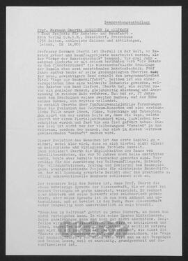 Materialsammlung: Rezensionen zu Werken Dritter von Dritten - Hermann Oberth: Menschen im Weltraum. Neue Projekte für Raketen- und Raumfahrt