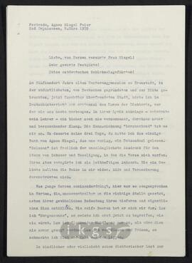 Werke Zillichs als Verfasser: Vorträge und Reden - Festrede auf der Agnes-Miegel-Feier in Bad Oeynhausen am 9. März 1959