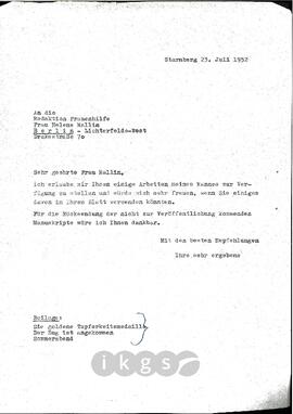Korrespondenz mit der Frauenhilfe (Redaktion)