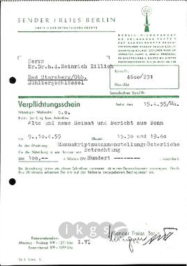 Korrespondenz mit Fenske, Karlheinz (Sender Freies Berlin)