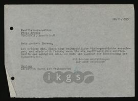 Korrespondenz mit der Freien Presse