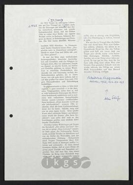 Werke Zillichs als Verfasser: Nachrufe - Vesper, Will