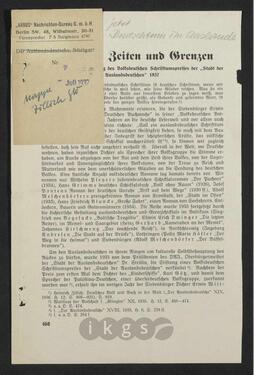 Materialsammlung: Thematische Sammlung zu Ehrungen und Auszeichnungen Zillichs -Volksdeutscher Schrifttumspreis des Deutschen Ausland-Institutes und der Stadt Stuttgart