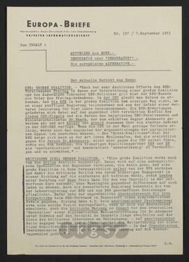 Materialsammlung: Thematische Sammlung zu Körperschaften und Organisationen - Europa-Briefe. Privater Informationsdienst