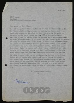 Korrespondenz mit Elsen, Fritz