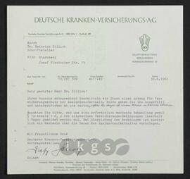 Korrespondenz mit der Deutschen Kranken-Versicherungs-AG