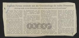 Materialsammlung: Rezensionen zu Werken Dritter von Dritten - Joachim Fernau: Die Gretchenfrage. Variationen über ein Thema von Goethe