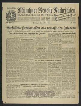 Materialsammlung: Thematische Sammlung zu Zeitungen und Zeitschriften - Münchner Neueste Nachrichten (1936-1938)