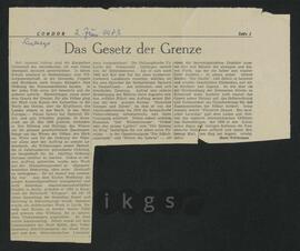 Werke Dritter: Teichmann, Hans: Das Gesetz der Grenze, in: Condor, 2. Juni 1973