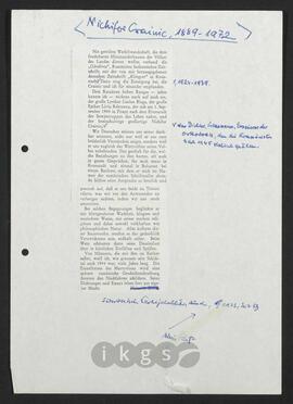 Werke Zillichs als Verfasser: Aufsätze und sonstige Arbeiten - Nichifor Crainic 1889-1972