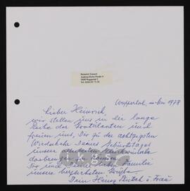 Korrespondenz mit Teutsch, Heinrich