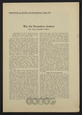 Werke Zillichs als Verfasser: Ausätze - Wie die Deutschen denken. Von einem deutschen Dichter